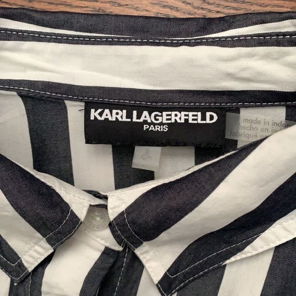 Karl Lagerfeld Paris Striped Button Down - Picture 3 of 4